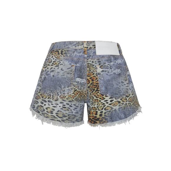 One Teaspoon-NWT-Bandits Mid Waist Relaxed Denim Shorts -Leoparty Sz:23 Ret$140 - Picture 6 of 7